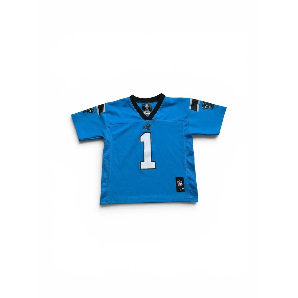 NFL‎ Team Apparel Cam Newton Carolina Panthers Jersey Kids Large 7 Blue 1 Stains